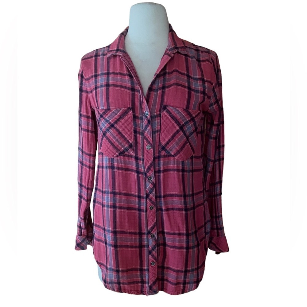 Cloth & Stone Plaid Cotton Button Down‎ Shirt